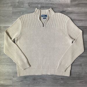 Polo Ralph Lauren Linen Cotton Knit Quarter Zip Sweater XL